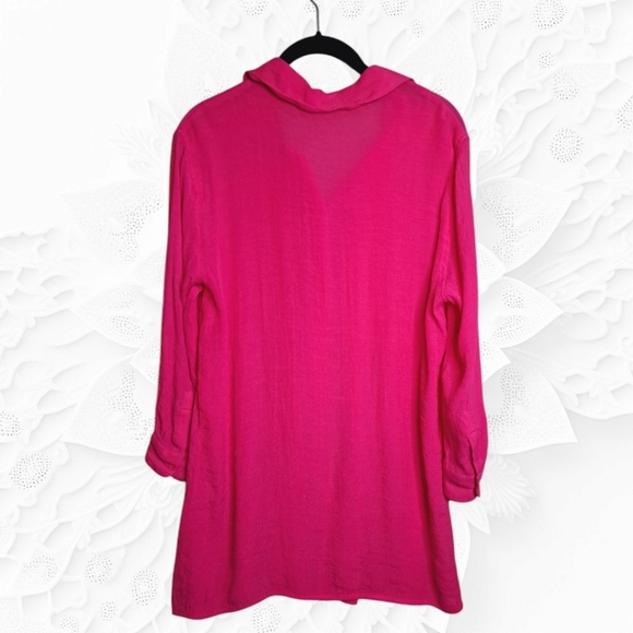 Alfani Hot Pink Pintucked Tunic Top - Picture 2 of 2